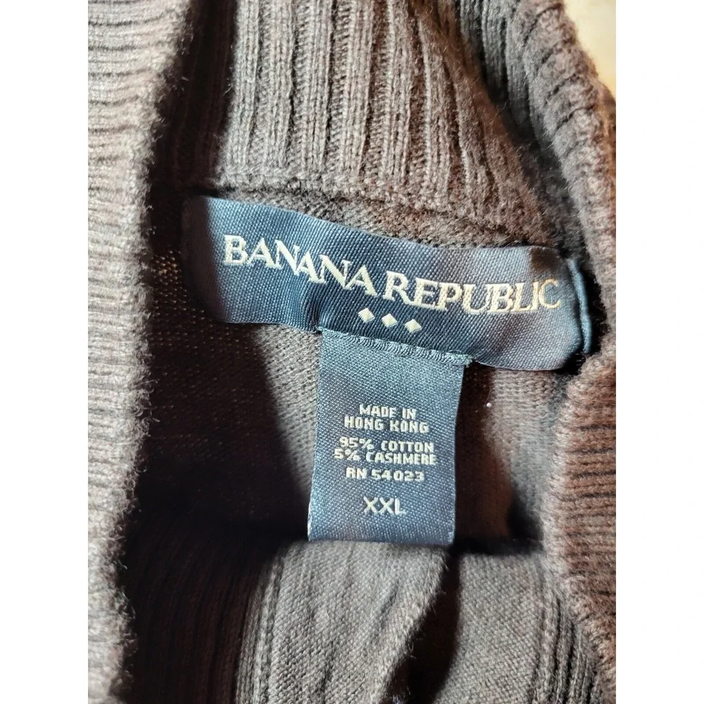 Banana Republic Brown Cashmere Blend Ribbed High Collar Button Front Sweater XXL